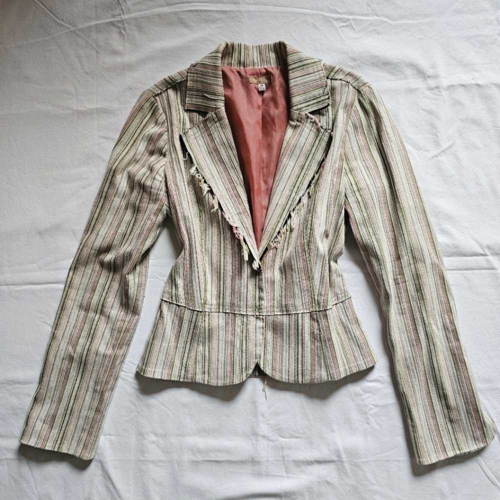 Y2k vintage Twenty One barbiecore bratz striped distressed blazer jacket Size M